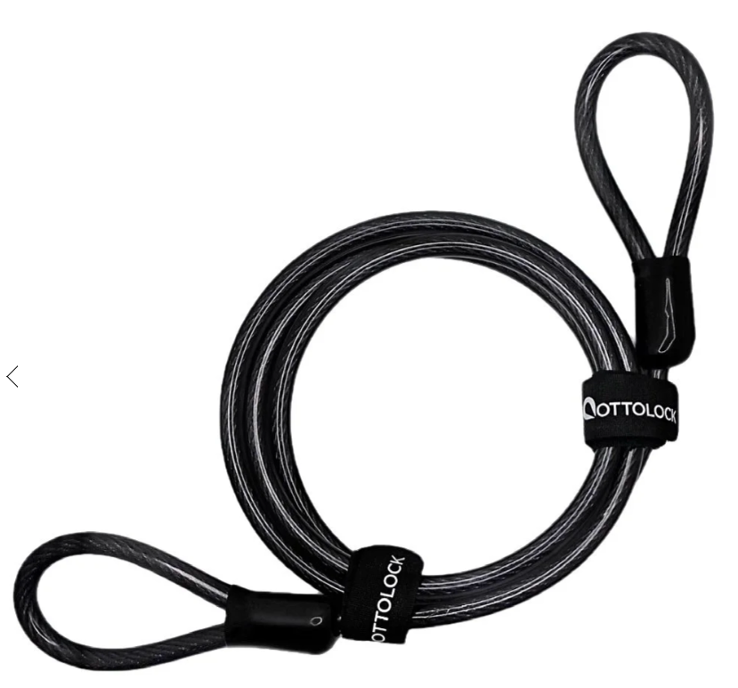 OttoLock SIDEKICK Security Cable coiled, showing both looped ends and branded strap